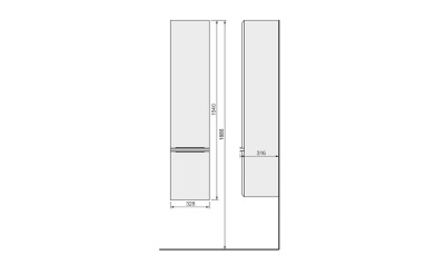 Шкаф-пенал Velvex Cub 155 ppCUB.155-27.21 подвесной Темный лен Белый
