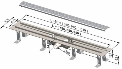 Душевой лоток Alcaplast APZ9-850M с решеткой Хром