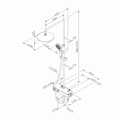 Душевая система AM.PM Inspire 2.0 F0750A500 с термостатом Хром