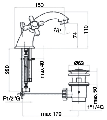 Смеситель для раковины Webert Armony AM700108 Хром