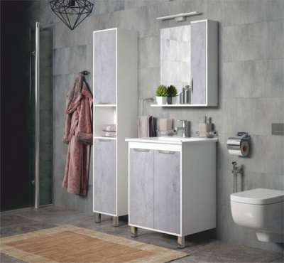 Зеркало со шкафом Corozo Чикаго 65 SD-00000302 Бетон Белый