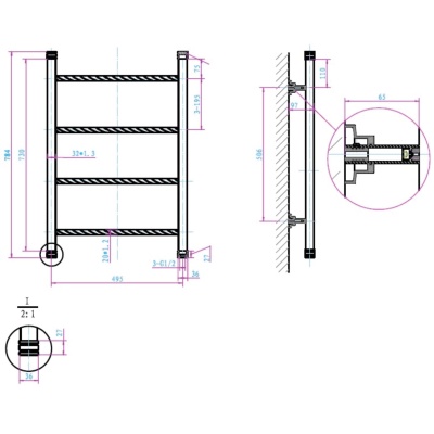 Водяной полотенцесушитель Boheme Provanse 703 Бронза