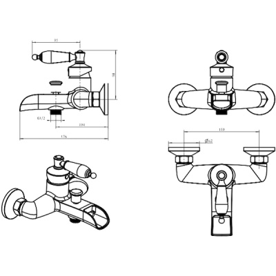 Смеситель для ванны Boheme Vogue Crystal 223-CRST Хром
