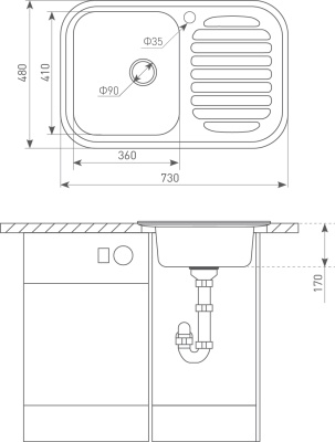 Кухонная мойка Zigmund&Shtain RECHTECK 730.8 Полированная