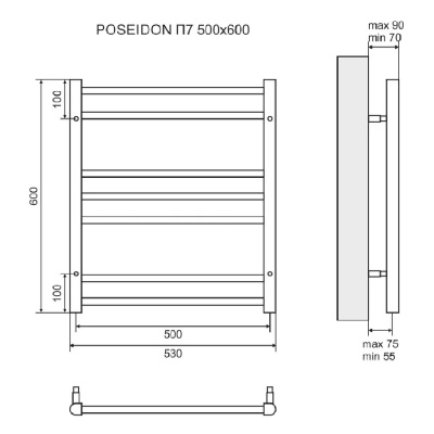 Водяной полотенцесушитель Lemark Poseidon 50х60 LM42607 Хром