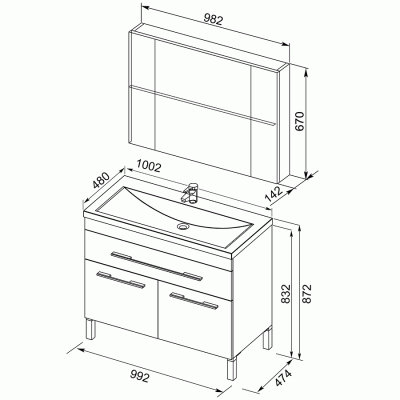 Комплект мебели для ванной Aquanet Верона 100 230321 Черный