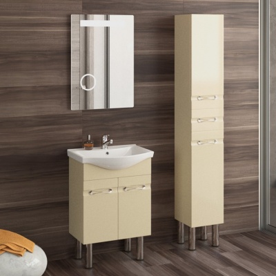 Тумба с раковиной SanVit Прима 55 kprim055 с фактурой под дерево прямые ручки Акация светлая