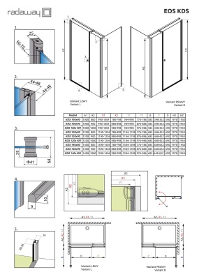 Душевой уголок Radaway Eos KDS 120x80 L профиль Хром стекло прозрачное