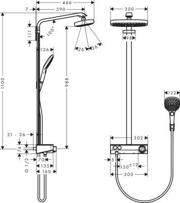 Душевая система Hansgrohe Raindance Select S 27283000 Хром