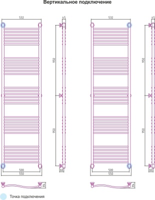 Полотенцесушитель водяной Сунержа Флюид 1900х500 Без покрытия
