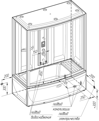 Душевой бокс Radomir Элис 1 168x85 L 1-04-1-1-4-0951 профиль Белый стекло матовое