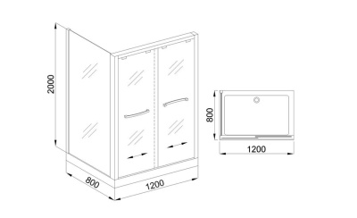 Душевой уголок Royal Bath RB-L-2011-1200-8R 120х80 без поддона профиль Хром стекло прозрачное