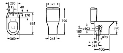 Чаша унитаза-компакта Roca Leon 342649000 без бачка и сиденья