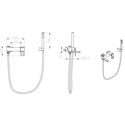 Смеситель для ванны Boheme Q 143-GG Золото