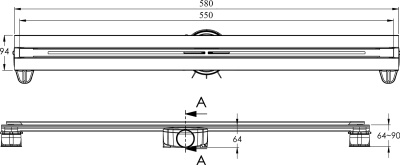 Душевой лоток Berges Wasserhaus Super Line 550 090080 с решеткой Матовый хром