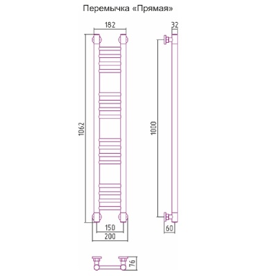 Водяной полотенцесушитель Сунержа Богема прямая 1000х150 Хром