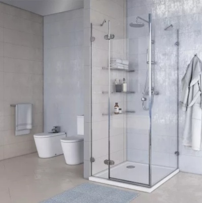 Душевой уголок Акватон Lax Sqr 100x100 L профиль Хром стекло прозрачное