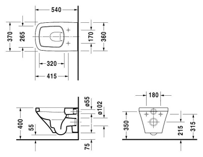 Унитаз Duravit Durastyle 25380900001 подвесной без сиденья