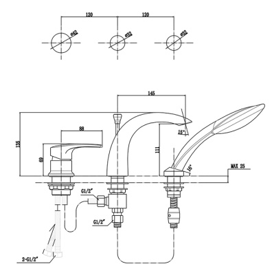 Смеситель на борт ванны Timo Beverly 3030/00Y Хром