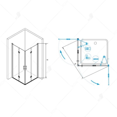 Душевой уголок RGW Leipzig LE-36 80x80 профиль Хром стекло прозрачное