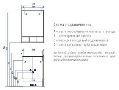 Тумба под раковину Акватон Йорк 60 1A170201YOAY0 белый/выбеленное дерево