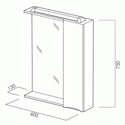 Зеркало со шкафом BelBagno MARINO-SPC-600/750-1A-BL-P-L 60 с подсветкой Bianco Lucido