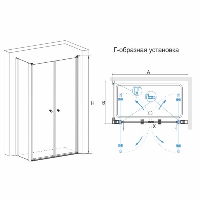 Душевой уголок RGW Passage PA-47 90x80 профиль Хром стекло прозрачное