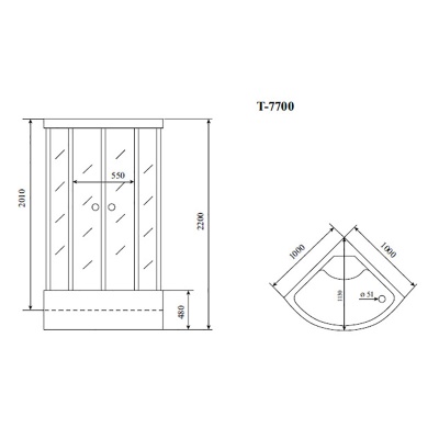 Душевая кабина Timo Lux T-7700 P 100x100 профиль Хром стекло прозрачное