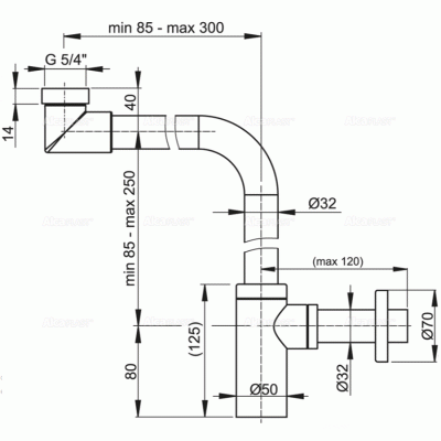 Сифон для раковины Alcaplast A403 Хром