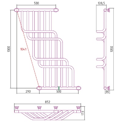 Водяной полотенцесушитель Сунержа Нега 1000x850 Хром