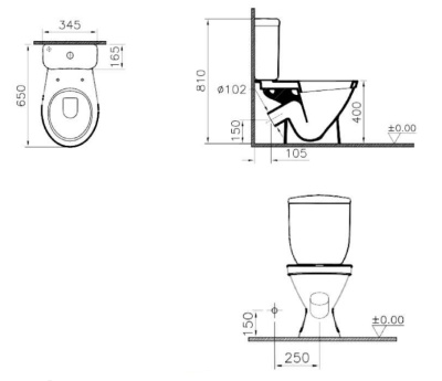 Унитаз компакт Vitra Eco-Line 9837B003-7200 с сиденьем