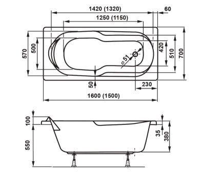Акриловая ванна Vagnerplast Nymfa 150x70 без гидромассажа