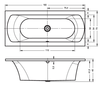 Акриловая ванна Riho Lima 160x70 без гидромассажа