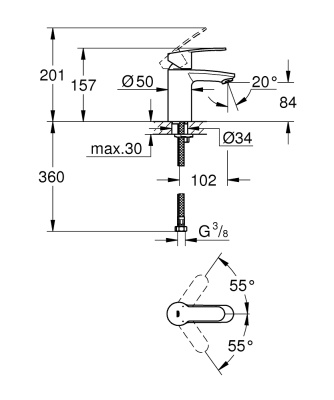 Смеситель для раковины Grohe Eurostyle Cosmopolitan 3246820E Хром