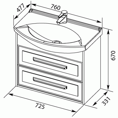 Комплект мебели для ванной Aquanet Остин 75 210000 подвесной Белый глянец Дуб кантербери