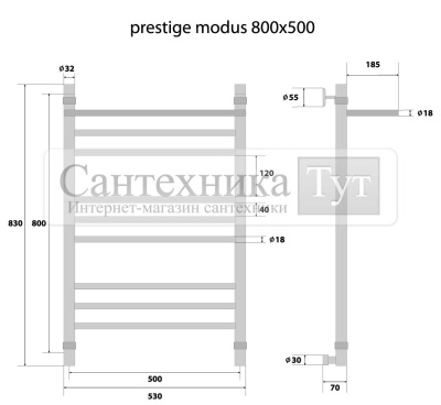 Полотенцесушитель Energy Prestige Modus 800x500 водяной хром