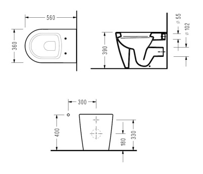 Унитаз Serel Smart SM11SL приставной с сиденьем Микролифт
