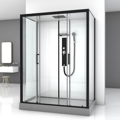 Душевая кабина Black&White Galaxy G8010 с гидромассажем профиль Черный задняя стенка Белая