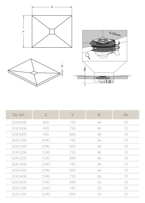 Душевая плита Radaway RadаDrain 89x159x6 с компактным трапом c декоративной решеткой