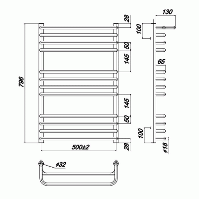 Водяной полотенцесушитель Ravak Optima 53х80 X04000083685 с полкой Хром