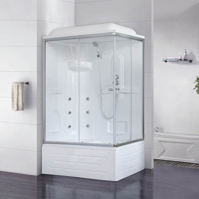 Душевая кабина Royal Bath BP 100х80 RB8100BP2-T-L с гидромассажем стекло прозрачное задняя стенка Белая