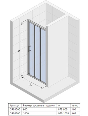 Душевая дверь в нишу Riho Hamar R114 100x195 Хром