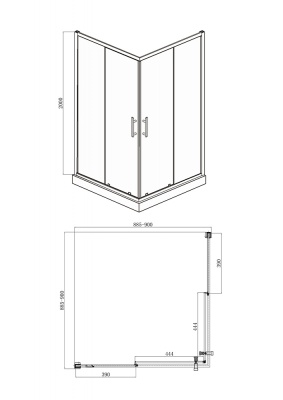 Душевой уголок Bravat Stream 90x90 BS090.2204S профиль Хром стекло прозрачное