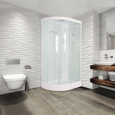 Душевая кабина Bolu Sektors 80х110 BL-110n R профиль Белый стекло прозрачное с художественным рисунком