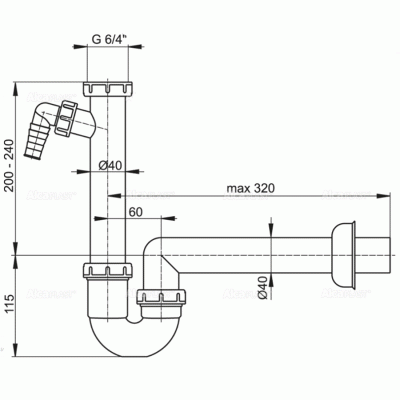 Сифон для кухонной мойки Alcaplast A81-DN40 Белый