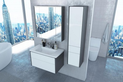 Шкаф пенал Roca Ronda 32 ZRU9302966 L подвесной Белый глянец Антрацит