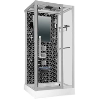 Душевая кабина Niagara Lux 7714 100x90 профиль Серебристый матовый задняя стенка Черная