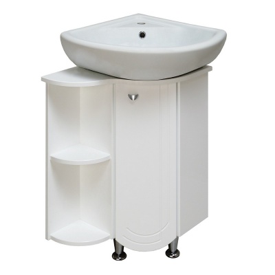 Тумба с раковиной Runo Бис 55 угловая Белая