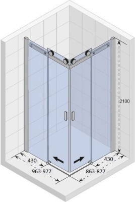 Душевой уголок Riho Baltic B207 100х90 GE1002100 профиль Хром стекло прозрачное