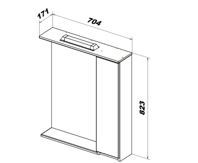 Зеркало со шкафом San Star Квадро 70 146.1-2.4.1. с подсветкой Белое